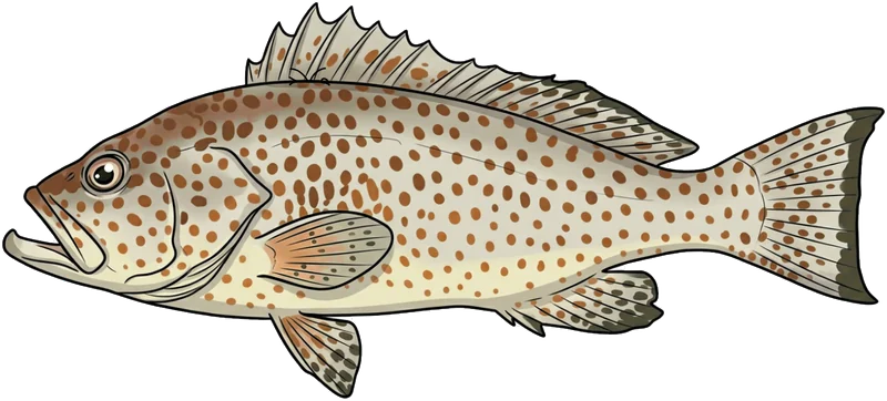 Goldspotted rockcod (Epinephelus coioides) — illustration